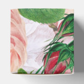 Vintage bloemen en botanische roze rozen bruiloft bedankdoosjes (Bovenkant)