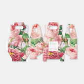 Vintage bloemen en botanische roze rozen bruiloft bedankdoosjes (Uitgevouwen)