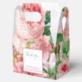 Vintage bloemen en botanische roze rozen bruiloft bedankdoosjes (Geopend)