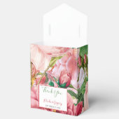 Vintage bloemen en botanische roze rozen bruiloft bedankdoosjes (Geopend)
