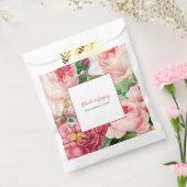 Vintage bloemen en botanische roze rozen bruiloft bedankzakje (Gezegeld)