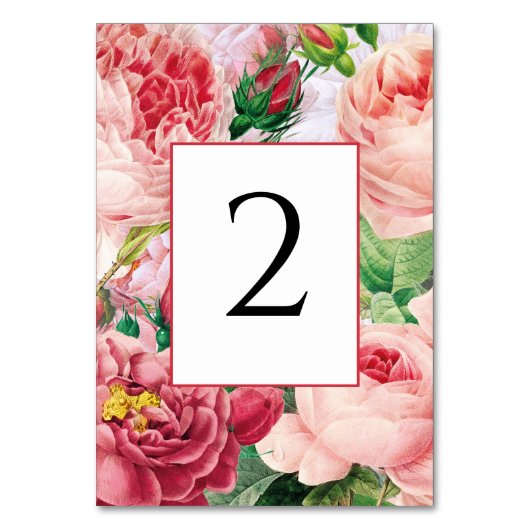 Vintage bloemen en botanische roze rozen bruiloft kaart (Voorkant)