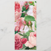 Vintage bloemen en botanische roze rozen bruiloft menu (Achterkant)