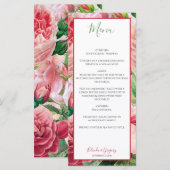 Vintage bloemen en botanische roze rozen bruiloft menu (Voorkant / Achterkant)
