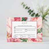 Vintage bloemen en botanische roze rozen die RSVP  (Staand voorkant)