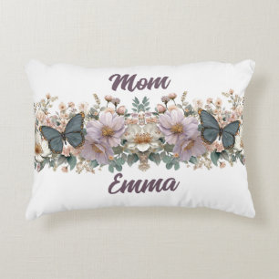 Vintage bloemen en groene vlinder voor mama accent kussen
