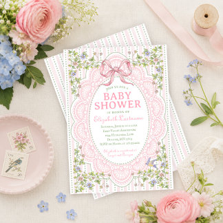 Vintage bloemen en kant baby shower kaart