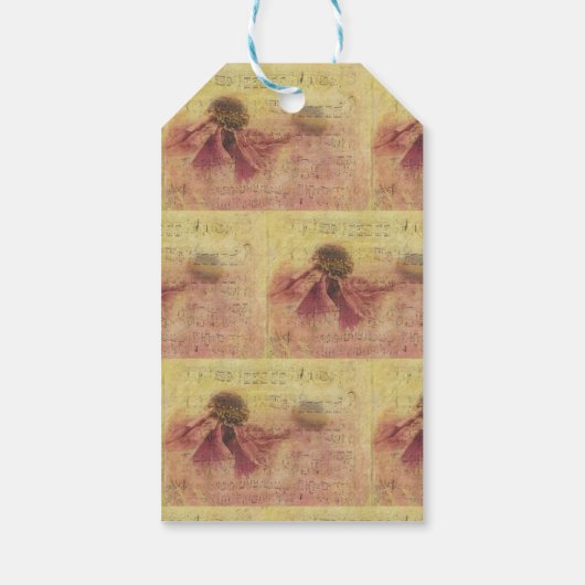 Vintage bloemen en muzieknots label cadeaulabel (Achterkant)