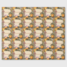 Vintage Bloemen en Sinaasappels Cadeaupapier