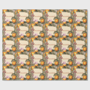 Vintage Bloemen en Sinaasappels Cadeaupapier