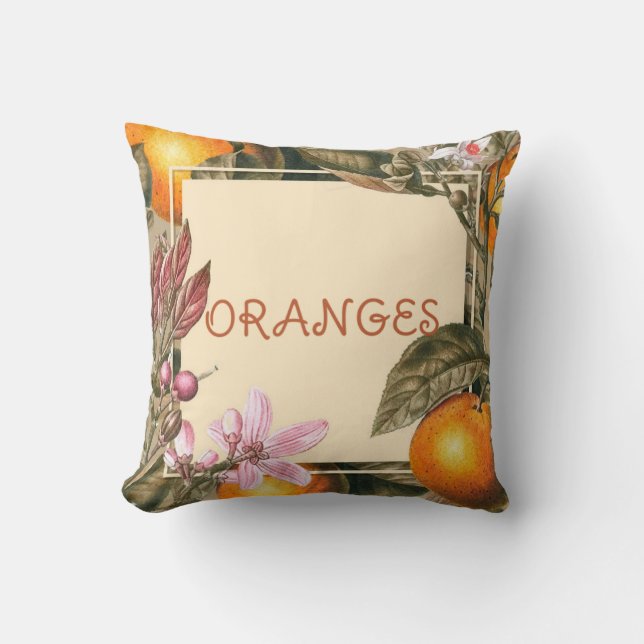 Vintage Bloemen en Sinaasappels Kussen (Voorkant)
