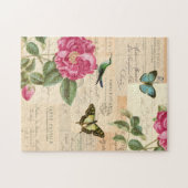 Vintage bloemen en vlinderbloemigen, van vlinderbl legpuzzel (Horizontaal)