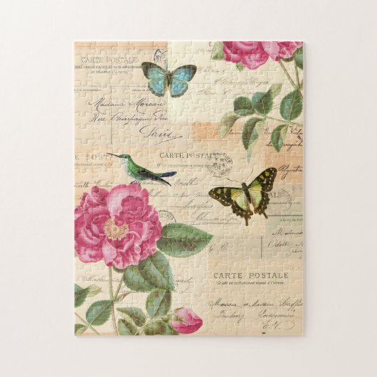 Vintage bloemen en vlinderbloemigen, van vlinderbl legpuzzel (Verticaal)