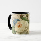 vintage bloemen en vogel mok (Voorkant links)