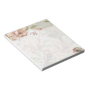 Vintage bloemen- en vogelschrijfblok notitieblok