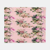 Vintage Bloemen Fleece Deken (Voorkant (Horizontaal))