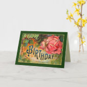 Vintage Bloemen Gelukkige Verjaardag Kaart (Gele Bloem)