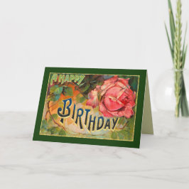 Vintage Bloemen Gelukkige Verjaardag Kaart
