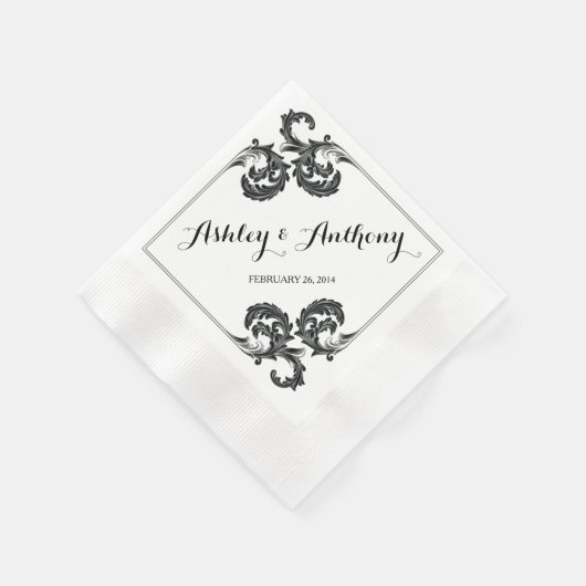 Vintage Bloemen Gepersonaliseerde bruiloft Servetten (Hoek)