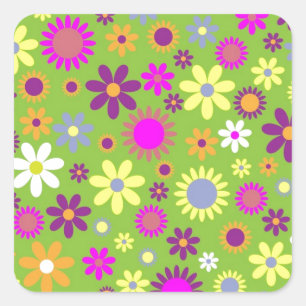Vintage bloemen het madeliefjeillustratie van de vierkante sticker
