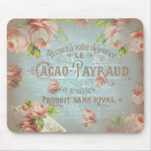 vintage bloemen historische Franse blauwe typo oud Muismat