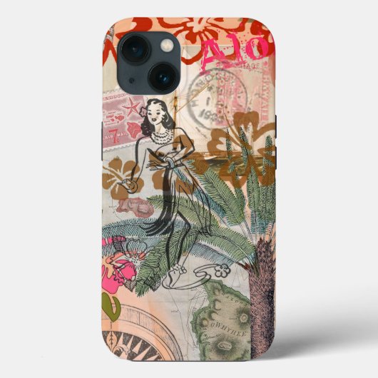 Vintage Bloemen Hula Kleurrijk Hawaiaans Tropisch Case-Mate iPhone Case (Achterkant)