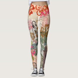 Vintage Bloemen Hula Kleurrijk Hawaiaans Tropisch Leggings