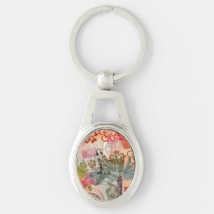 Vintage Bloemen Hula Kleurrijk Hawaiaans Tropisch  Sleutelhanger