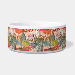 Vintage Bloemen Hula Kleurrijk Hawaiaans Tropisch Voerbakje