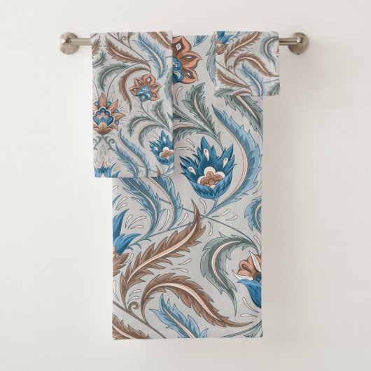 Vintage Bloemen in Grijs Bad Handdoek (Insitu)