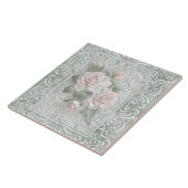 Vintage bloemen kant kunst tegeltje (Zijkant)
