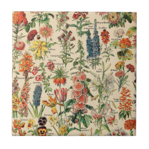 Vintage bloemen keramische tegel tegeltje