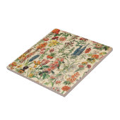 Vintage bloemen keramische tegel tegeltje (Zijkant)
