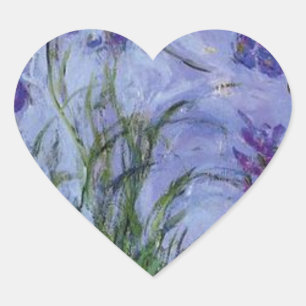 vintage bloemen lila-iris-1917 monet. hart sticker