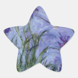 vintage bloemen lila-iris-1917 monet. ster sticker