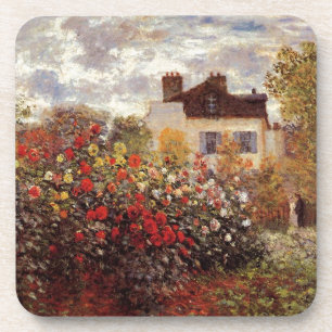 vintage bloemen monet-s-tuin-in-argenteuil-zon bier onderzetter