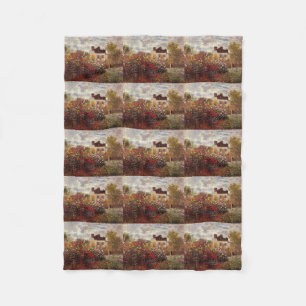vintage bloemen monet tuin in argenteuil zon fleece deken