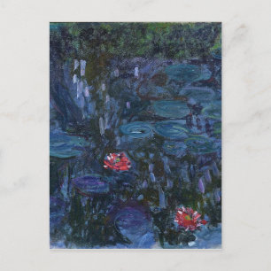 vintage bloemen monet waterlelies reflecties kunst briefkaart