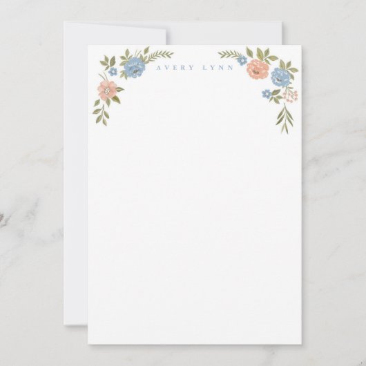 Vintage Bloemen Notitiekaartje (Voorkant)