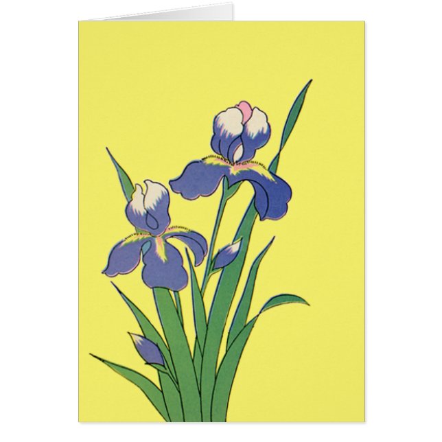 Vintage bloemen, paarse lentetuin Iris bloemen (Voorkant)