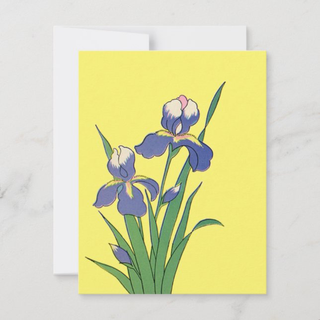Vintage bloemen, paarse lentetuin Iris bloemen (Voorkant)