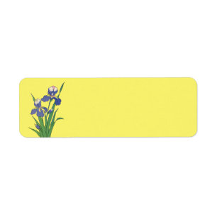 Vintage bloemen, paarse lentetuin Iris bloemen Etiket