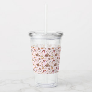 Vintage Bloemen & Papieren Harten Heldere Tumbler Acryl Drinkbeker