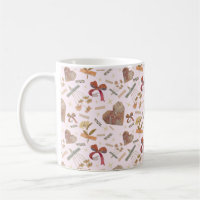Vintage Bloemen & Papieren Harten Mok