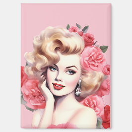 Vintage Bloemen Pin-Up Magneet – Blossom Marie