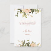 Vintage Bloemen | Pioenrozen Bruidsmeisjesfeest Bedankkaart (Achterkant)