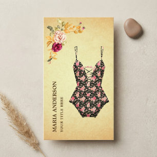 Vintage bloemen retro bikini zwemkleding visitekaartje