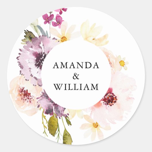 Vintage Bloemen Ronde Sticker (Voorkant)