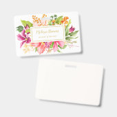 Vintage Bloemen Roze Pastel Event Planner Badge (Voor- en achterkant)