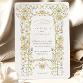  Vintage Bloemen Scrollwork Tuin bruiloft Kaart